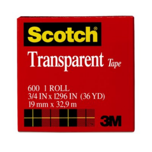 SCOTCH TRANSPARENT TAPE 1/2" X 72YDS 600