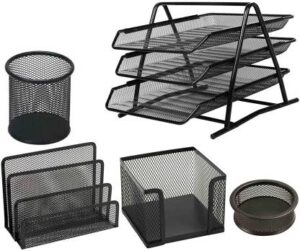 MAHA DESKSET 5PC WITH 3 LAYER TRAY BLACK KD7802