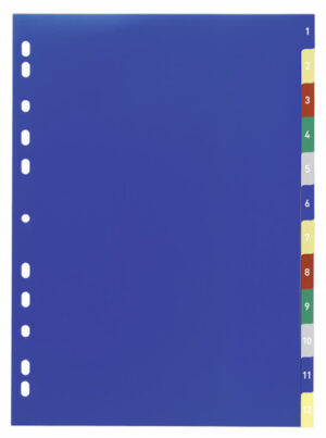 DURABLE DIVIDER INDEXES COLOURED WITH PRINTED 1-12 TABS 6750