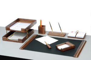 BESTAR Desk Set 7 PC Wooden Walnut 7239WDN