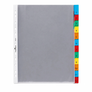 DURABLE Punched Pocket Index Set – 12 Divisions, Transparent