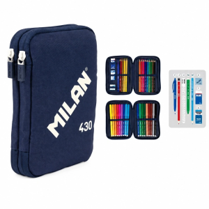 MILAN Filled Double Decker Pencil Case – Navy Blue or Pink